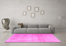 Machine Washable Persian Pink Traditional Rug in a Living Room, wshtr4464pnk