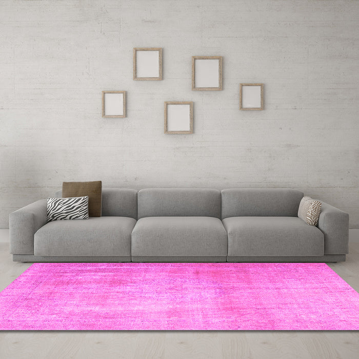 Machine Washable Persian Pink Traditional Rug in a Living Room, wshtr4464pnk