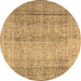 Round Persian Brown Traditional Rug, tr4465brn