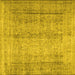 Square Machine Washable Persian Yellow Traditional Rug, wshtr4465yw