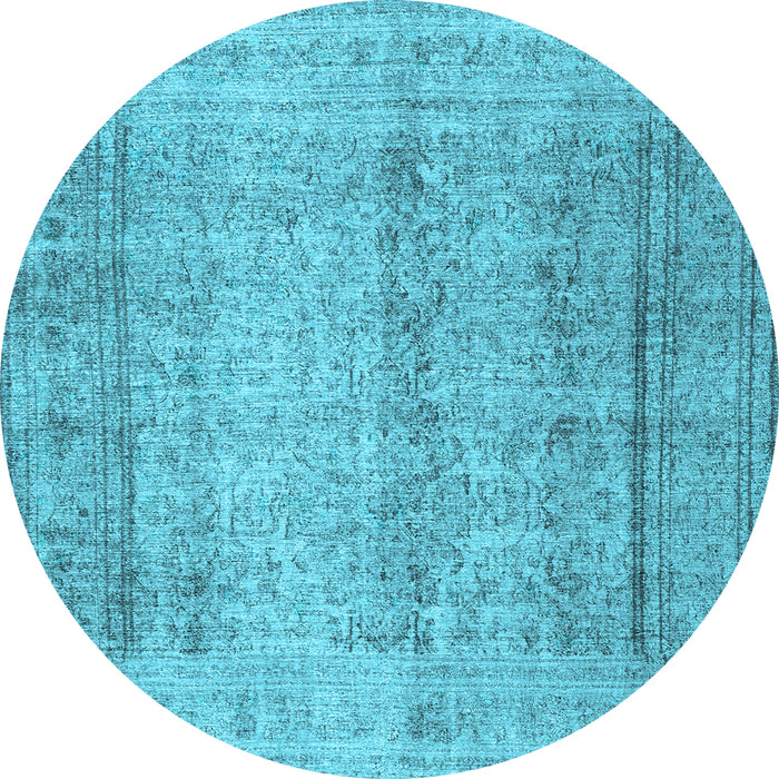 Round Machine Washable Persian Light Blue Traditional Rug, wshtr4465lblu