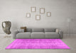 Machine Washable Persian Pink Traditional Rug in a Living Room, wshtr4465pnk