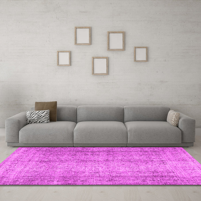 Machine Washable Persian Pink Traditional Rug in a Living Room, wshtr4465pnk