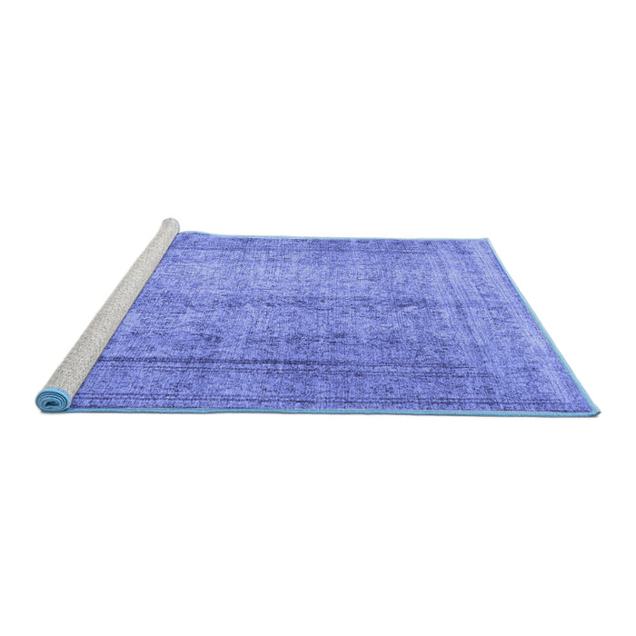 Sideview of Machine Washable Persian Blue Traditional Rug, wshtr4465blu