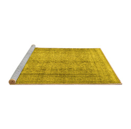 Sideview of Machine Washable Persian Yellow Traditional Rug, wshtr4465yw