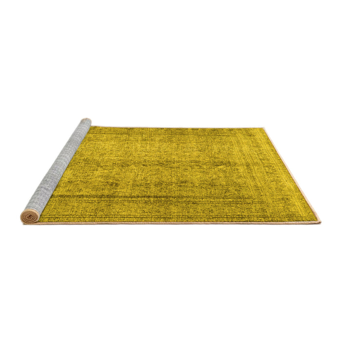 Sideview of Machine Washable Persian Yellow Traditional Rug, wshtr4465yw