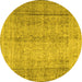 Round Persian Yellow Traditional Rug, tr4465yw