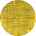 Round Machine Washable Persian Yellow Traditional Rug, wshtr4466yw