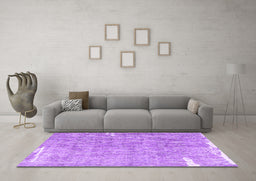 Machine Washable Persian Purple Traditional Area Rugs in a Living Room, wshtr4466pur