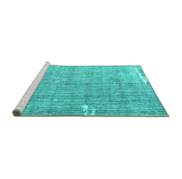 Sideview of Machine Washable Persian Turquoise Traditional Area Rugs, wshtr4466turq