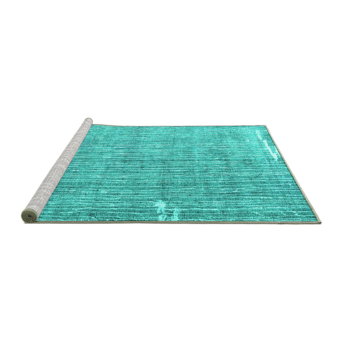 Sideview of Machine Washable Persian Turquoise Traditional Area Rugs, wshtr4466turq