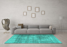 Machine Washable Persian Turquoise Traditional Area Rugs in a Living Room,, wshtr4467turq