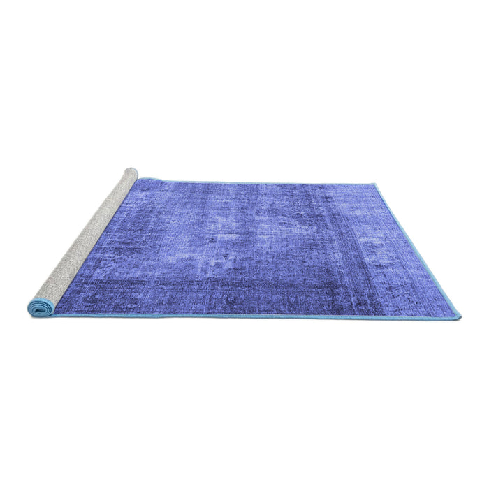 Sideview of Machine Washable Persian Blue Traditional Rug, wshtr4467blu
