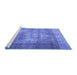 Sideview of Machine Washable Persian Blue Traditional Rug, wshtr4467blu