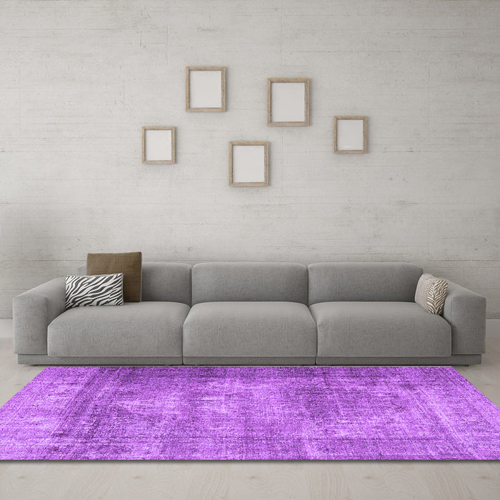 Machine Washable Persian Purple Traditional Area Rugs in a Living Room, wshtr4467pur