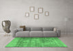 Machine Washable Persian Emerald Green Traditional Area Rugs in a Living Room,, wshtr4467emgrn