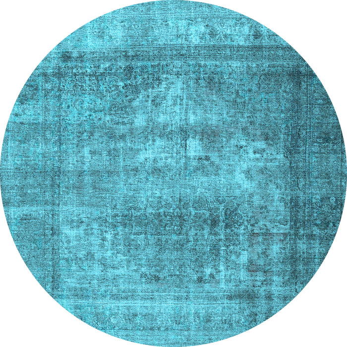 Round Machine Washable Persian Light Blue Traditional Rug, wshtr4467lblu