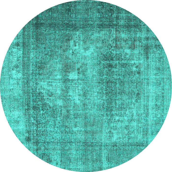 Round Persian Turquoise Traditional Rug, tr4467turq