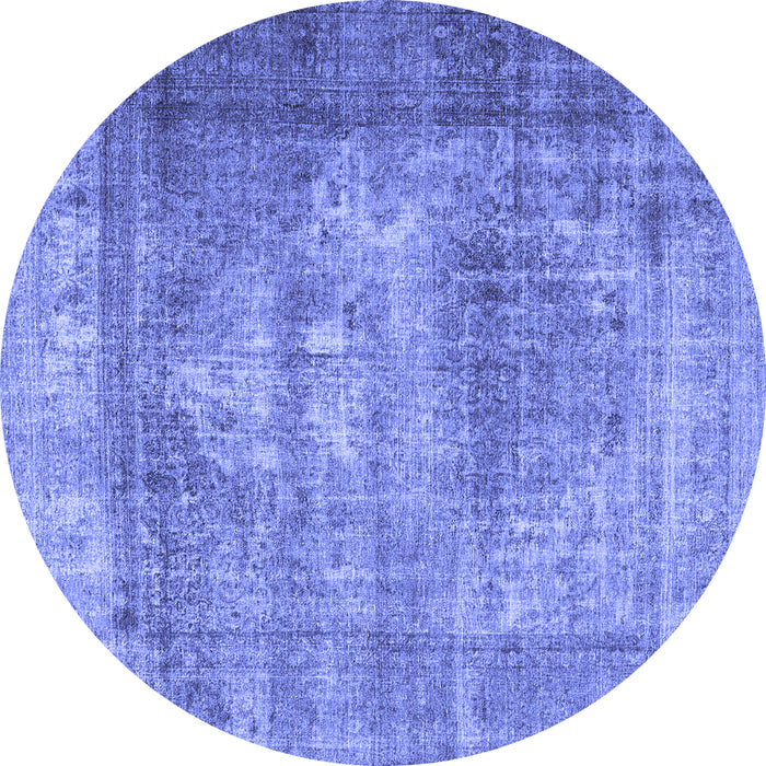 Round Persian Blue Traditional Rug, tr4467blu