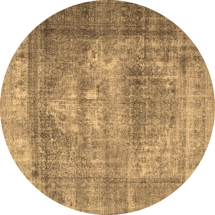 Round Persian Brown Traditional Rug, tr4467brn