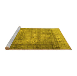 Sideview of Machine Washable Persian Yellow Traditional Rug, wshtr4467yw