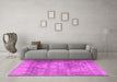 Machine Washable Persian Pink Traditional Rug in a Living Room, wshtr4467pnk