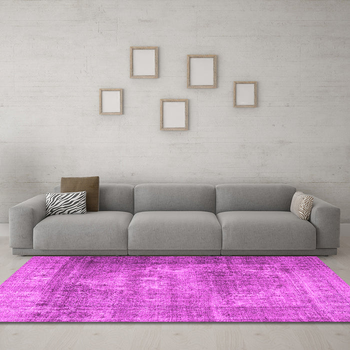 Machine Washable Persian Pink Traditional Rug in a Living Room, wshtr4467pnk