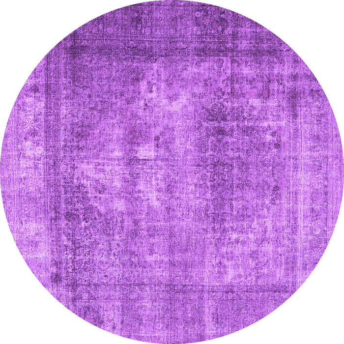 Round Persian Purple Traditional Rug, tr4467pur