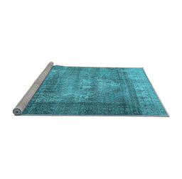 Sideview of Machine Washable Persian Light Blue Traditional Rug, wshtr4467lblu