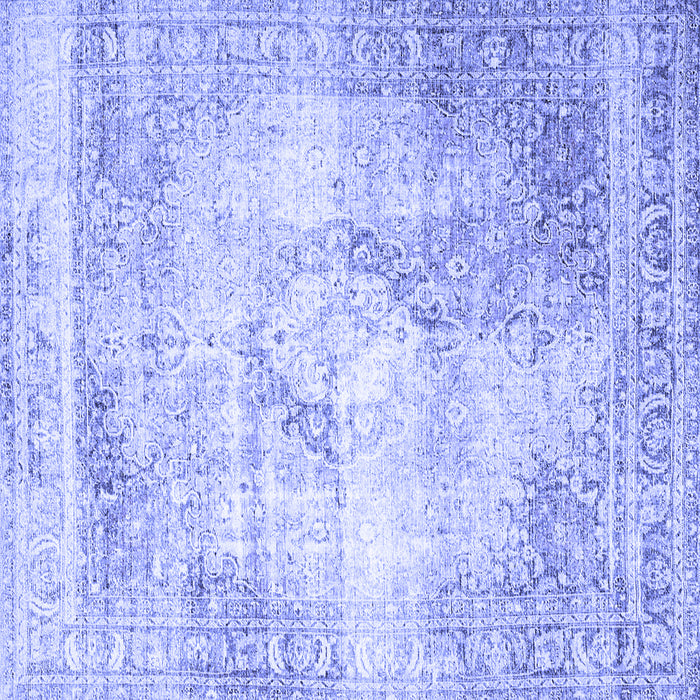 Square Machine Washable Persian Blue Traditional Rug, wshtr4468blu