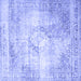 Square Machine Washable Persian Blue Traditional Rug, wshtr4468blu