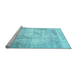 Sideview of Machine Washable Persian Light Blue Traditional Rug, wshtr4468lblu