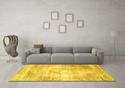 Machine Washable Persian Yellow Traditional Rug in a Living Room, wshtr4468yw
