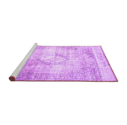 Sideview of Machine Washable Persian Purple Traditional Area Rugs, wshtr4468pur