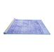 Sideview of Machine Washable Persian Blue Traditional Rug, wshtr4468blu