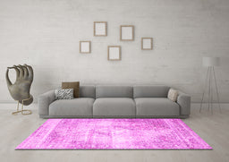 Machine Washable Persian Pink Traditional Rug in a Living Room, wshtr4468pnk
