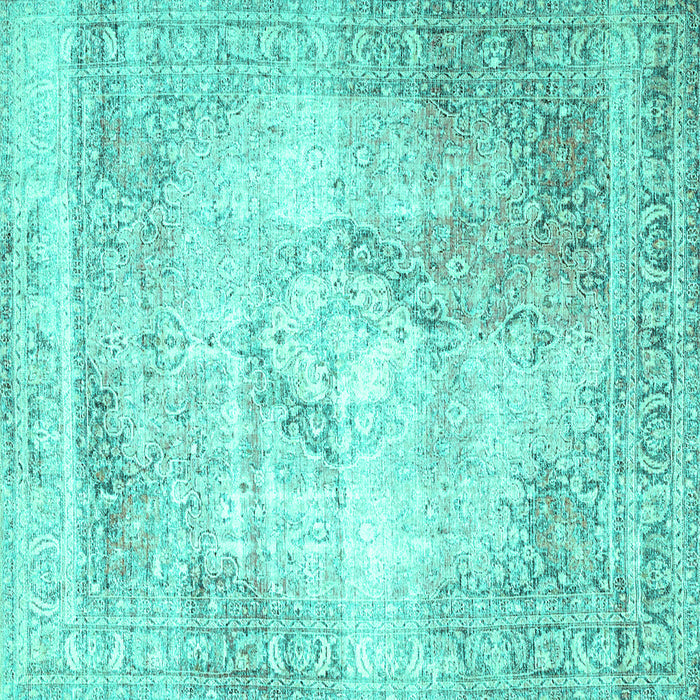 Square Machine Washable Persian Turquoise Traditional Area Rugs, wshtr4468turq