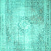 Square Machine Washable Persian Turquoise Traditional Area Rugs, wshtr4468turq