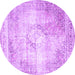 Round Persian Purple Traditional Rug, tr4468pur