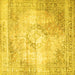 Square Machine Washable Persian Yellow Traditional Rug, wshtr4468yw
