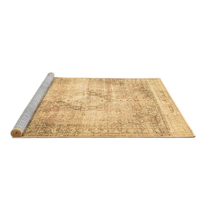 Sideview of Machine Washable Persian Brown Traditional Rug, wshtr4468brn