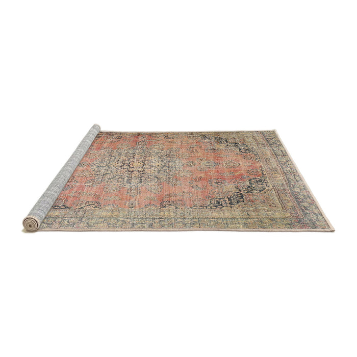 Sideview of Machine Washable Traditional Orange Salmon Pink Rug, wshtr4469