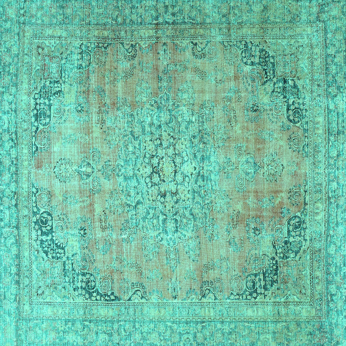 Square Machine Washable Persian Turquoise Traditional Area Rugs, wshtr4469turq
