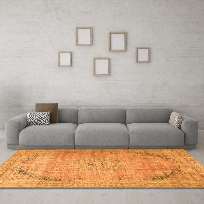 Machine Washable Persian Orange Traditional Area Rugs in a Living Room, wshtr4469org