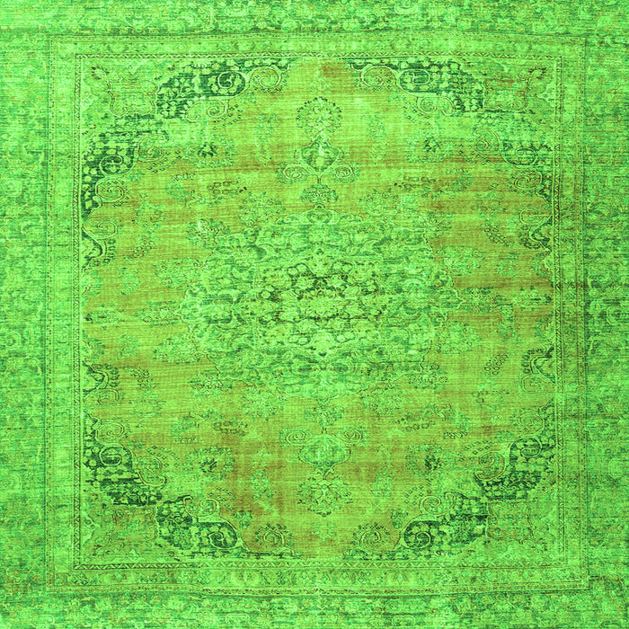 Round Machine Washable Persian Green Traditional Area Rugs, wshtr4469grn