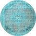 Round Persian Light Blue Traditional Rug, tr4469lblu