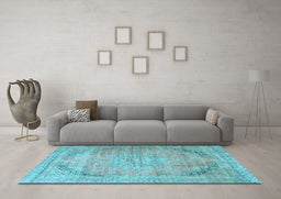 Machine Washable Persian Light Blue Traditional Rug in a Living Room, wshtr4469lblu