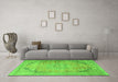 Machine Washable Persian Green Traditional Area Rugs in a Living Room,, wshtr4469grn