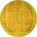 Round Persian Yellow Traditional Rug, tr4469yw