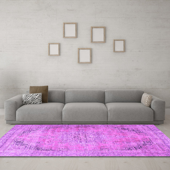 Machine Washable Persian Purple Traditional Area Rugs in a Living Room, wshtr4469pur
